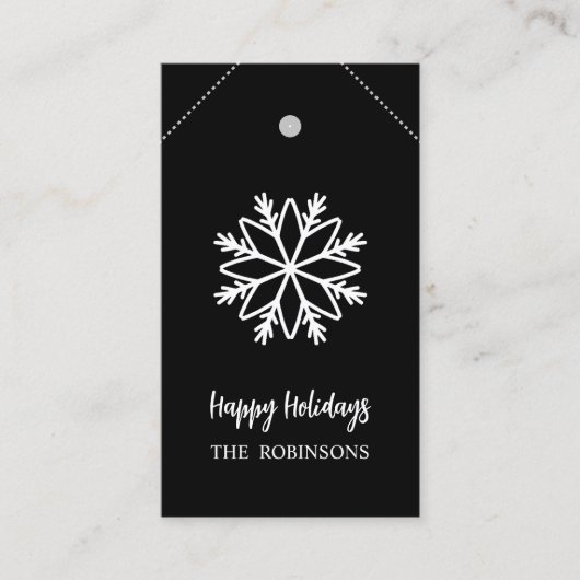 SCHWARZ-WEISSE SNOWFLAKE DIY CHRISTMAS GIFT TAG (Vorderseite)