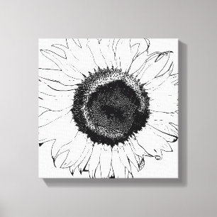 Schwarz-weiße Sonnenblume Leinwanddruck