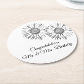 Schwarz-weiße Sonnenblumenpapier-Untersetzer für H Runder Pappuntersetzer (Angewinkelt)