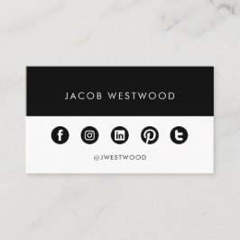 Schwarz-weiße soziale Medien, modern, einfach mini Visitenkarte
