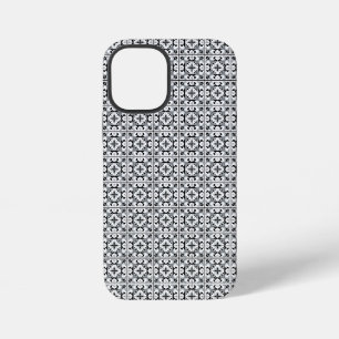 Schwarz-weiße spanische Fliese iPhone 12 Mini Hülle