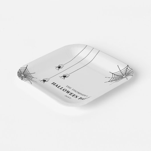 Schwarz-weiße Spinnen und schnelles Halloween Pappteller (Gewinkelt)