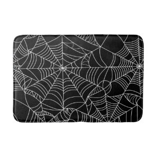 Schwarz-weiße Spinnennetze Halloween Badematte