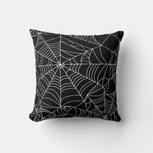Schwarz-weiße Spinnennetze Halloween Kissen