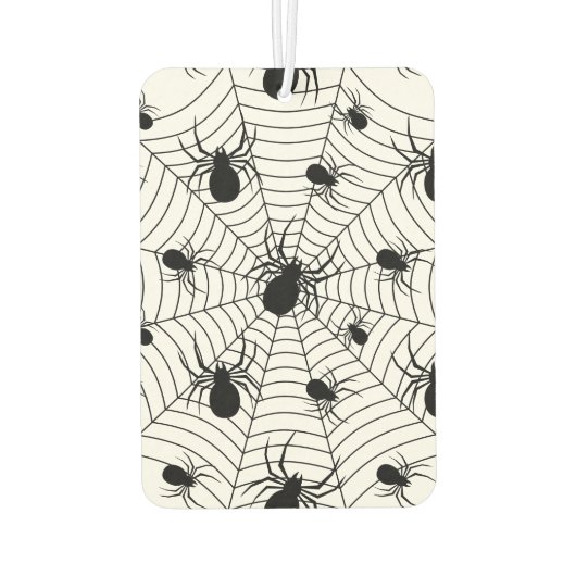 Schwarz-weiße Spinnennetzmuster Halloween Autolufterfrischer (Rückseite)