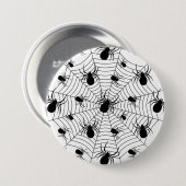 Schwarz-weiße Spinnennetzmuster Halloween Button (Vorne & Hinten)
