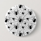 Schwarz-weiße Spinnennetzmuster Halloween Button (Vorderseite)