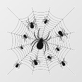 Schwarz-weiße Spinnennetzmuster Halloween Fensteraufkleber (Blatt)