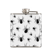 Schwarz-weiße Spinnennetzmuster Halloween Flachmann (Rückseite)