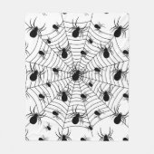 Schwarz-weiße Spinnennetzmuster Halloween Fleecedecke (Vorderseite)
