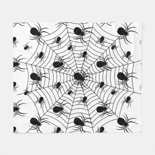 Schwarz-weiße Spinnennetzmuster Halloween Fleecedecke (Vorderseite (Horizontal))