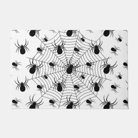 Schwarz-weiße Spinnennetzmuster Halloween Fußmatte (Vorderseite)