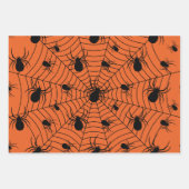 Schwarz-weiße Spinnennetzmuster Halloween Geschenkpapier Set (Vorderseite)