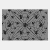 Schwarz-weiße Spinnennetzmuster Halloween Geschenkpapier Set (Vorderseite 3)