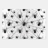 Schwarz-weiße Spinnennetzmuster Halloween Geschenkpapier Set (Vorderseite 2)