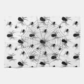 Schwarz-weiße Spinnennetzmuster Halloween Geschirrtuch (Horizontal)