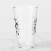 Schwarz-weiße Spinnennetzmuster Halloween Glas (Links)