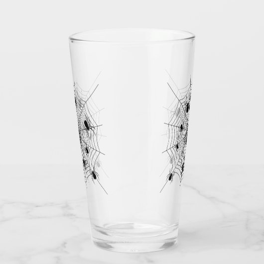 Schwarz-weiße Spinnennetzmuster Halloween Glas (Rechts)