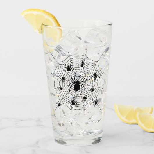 Schwarz-weiße Spinnennetzmuster Halloween Glas (Vorderseite Ice)