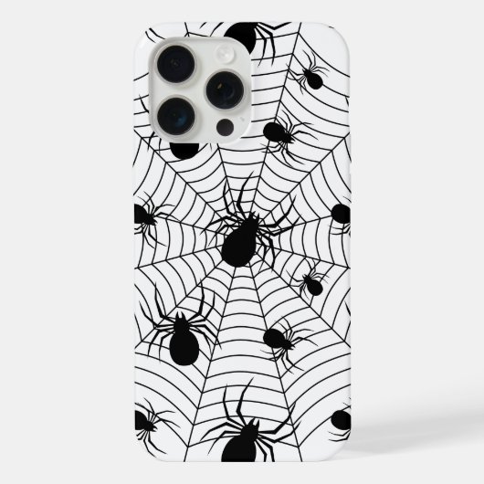 Schwarz-weiße Spinnennetzmuster Halloween iPhone Hülle (Rückseite)