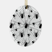 Schwarz-weiße Spinnennetzmuster Halloween Keramik Ornament (Rechts)