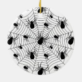 Schwarz-weiße Spinnennetzmuster Halloween Keramik Ornament (Hinten)