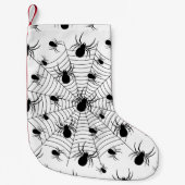 Schwarz-weiße Spinnennetzmuster Halloween Kleiner Weihnachtsstrumpf (Vorderseite)