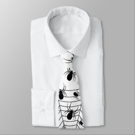 Schwarz-weiße Spinnennetzmuster Halloween Krawatte