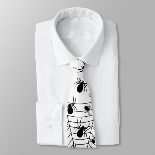 Schwarz-weiße Spinnennetzmuster Halloween Krawatte (Gebunden)