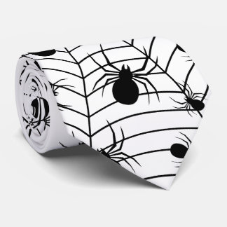Schwarz-weiße Spinnennetzmuster Halloween Krawatte