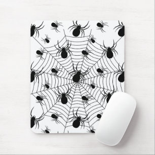 Schwarz-weiße Spinnennetzmuster Halloween Mousepad