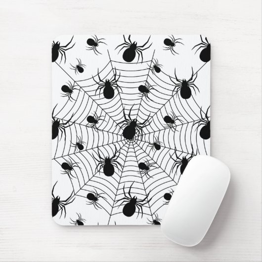 Schwarz-weiße Spinnennetzmuster Halloween Mousepad (Mit Mouse)