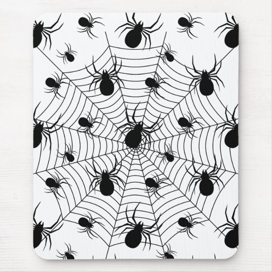 Schwarz-weiße Spinnennetzmuster Halloween Mousepad (Vorne)