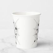 Schwarz-weiße Spinnennetzmuster Halloween Pappbecher (Links)