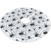 Schwarz-weiße Spinnennetzmuster Halloween Polyester Weihnachtsbaumdecke (Schrägansicht)