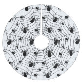 Schwarz-weiße Spinnennetzmuster Halloween Polyester Weihnachtsbaumdecke (Vorderseite)