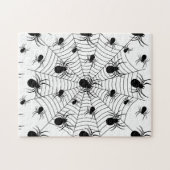 Schwarz-weiße Spinnennetzmuster Halloween Puzzle (Horizontal)