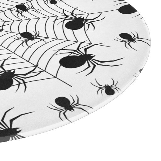 Schwarz-weiße Spinnennetzmuster Halloween Schneidebrett (Ecke)