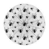 Schwarz-weiße Spinnennetzmuster Halloween Schneidebrett (Vorderseite)