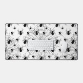 Schwarz-weiße Spinnennetzmuster Halloween Schreibtischunterlage (Tastatur & Maus)