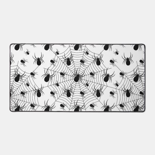 Schwarz-weiße Spinnennetzmuster Halloween Schreibtischunterlage (Vorderseite)