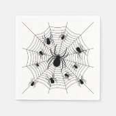 Schwarz-weiße Spinnennetzmuster Halloween Serviette (Vorderseite)