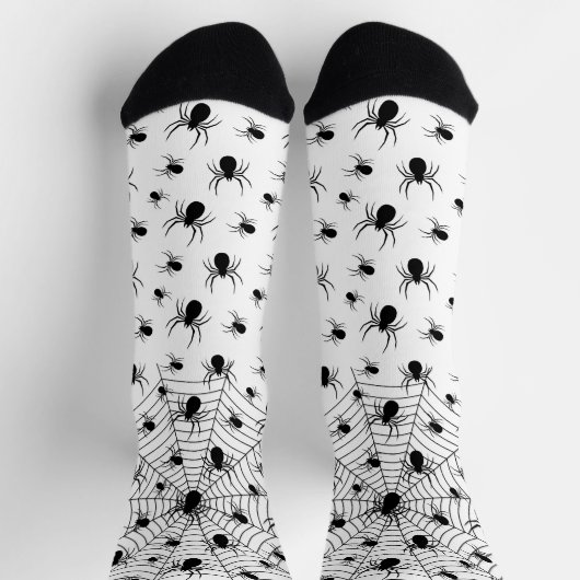 Schwarz-weiße Spinnennetzmuster Halloween Socken (Oben)