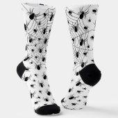 Schwarz-weiße Spinnennetzmuster Halloween Socken (Gewinkelt)