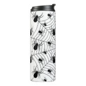 Schwarz-weiße Spinnennetzmuster Halloween Thermosbecher (Nach links gedreht)