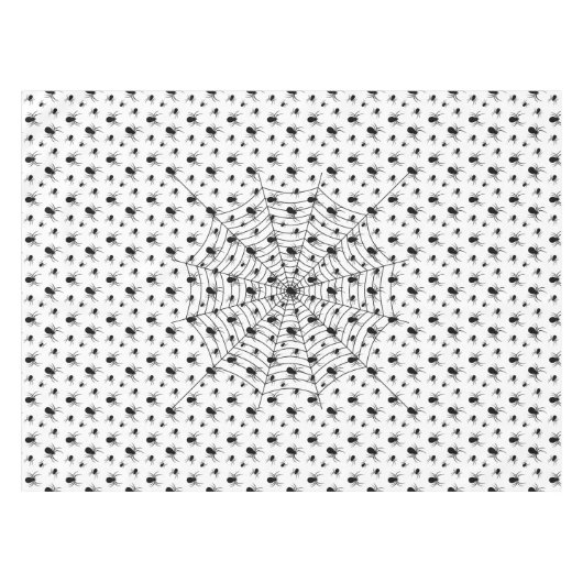 Schwarz-weiße Spinnennetzmuster Halloween Tischdecke (Vorderseite (Horizontal))
