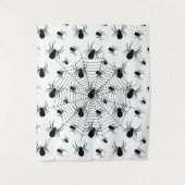 Schwarz-weiße Spinnennetzmuster Halloween Wandteppich (Vorderseite)