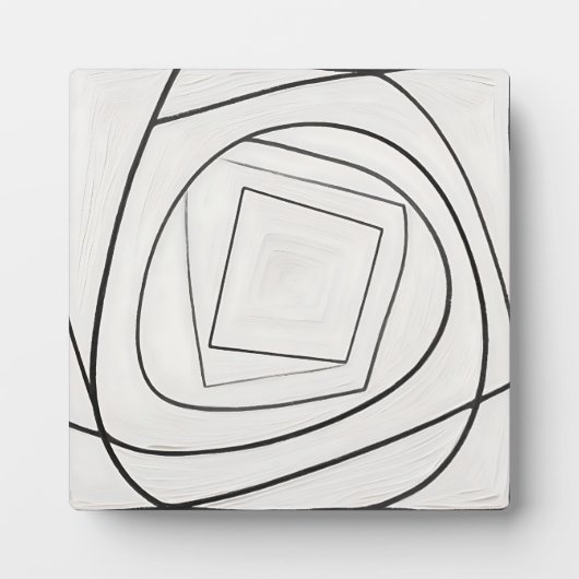 Schwarz Weiße Spirale Quadrat Abstrakt Fotoplatte (Vorderseite)