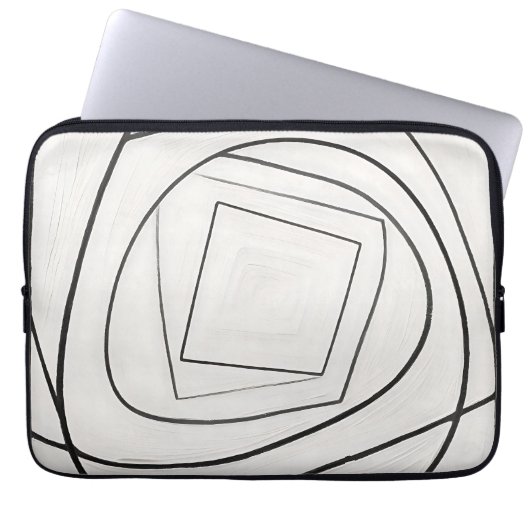 Schwarz Weiße Spirale Quadrat Abstrakt Laptopschutzhülle (Vorderseite)
