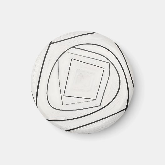 Schwarz Weiße Spirale Quadrat Abstrakt Magnet (Vorne)